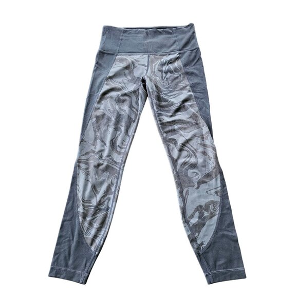 Athleta Swirl Gray Black and Mesh Crop Athletic Wear Leggings Pants size Small - Picture 4 of 10